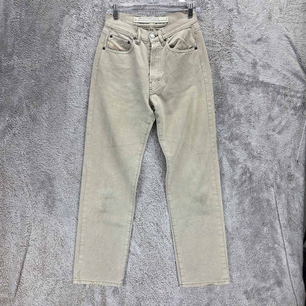 Vintage Diesel Jeans Mens Beige Cheyenne Relaxed Straight Button Fly Fits 26x28